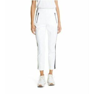 Rag & Bone Pants Simone White Ankle High Rise Zipper Side Stripe Sz 12  New $325